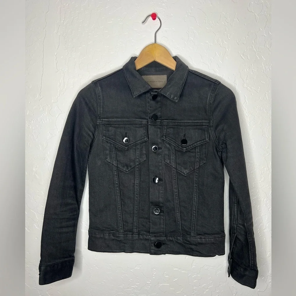 Alexander Wang Axle Crop Denim Black Jacket | XS